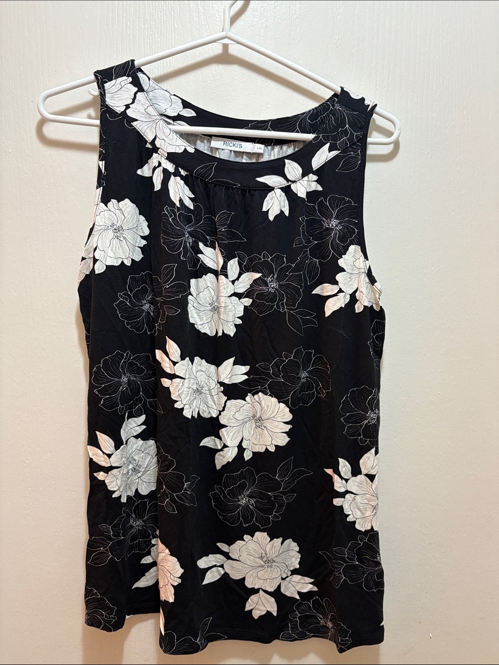 Ricki's Black Tank Top with White Floral Print